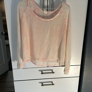 WeThe Free size S.  Sheer pink and cream shirt.  Is a bit oversized.